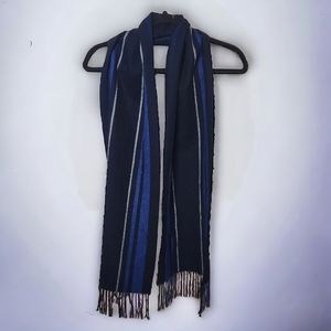 Amicale Blue Stripe Merino Wool Scarf